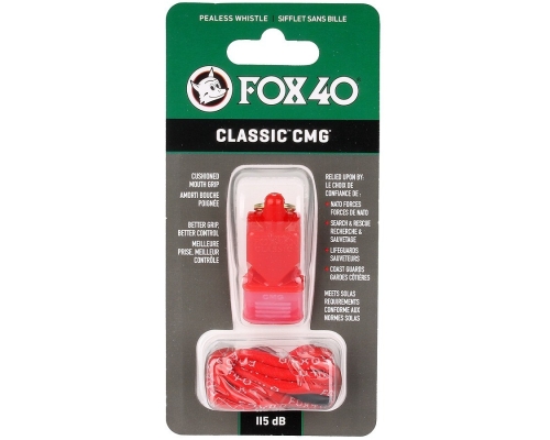 Gwizdek Fox 40 Classic CMG ze sznurkiem , kolor czerwony